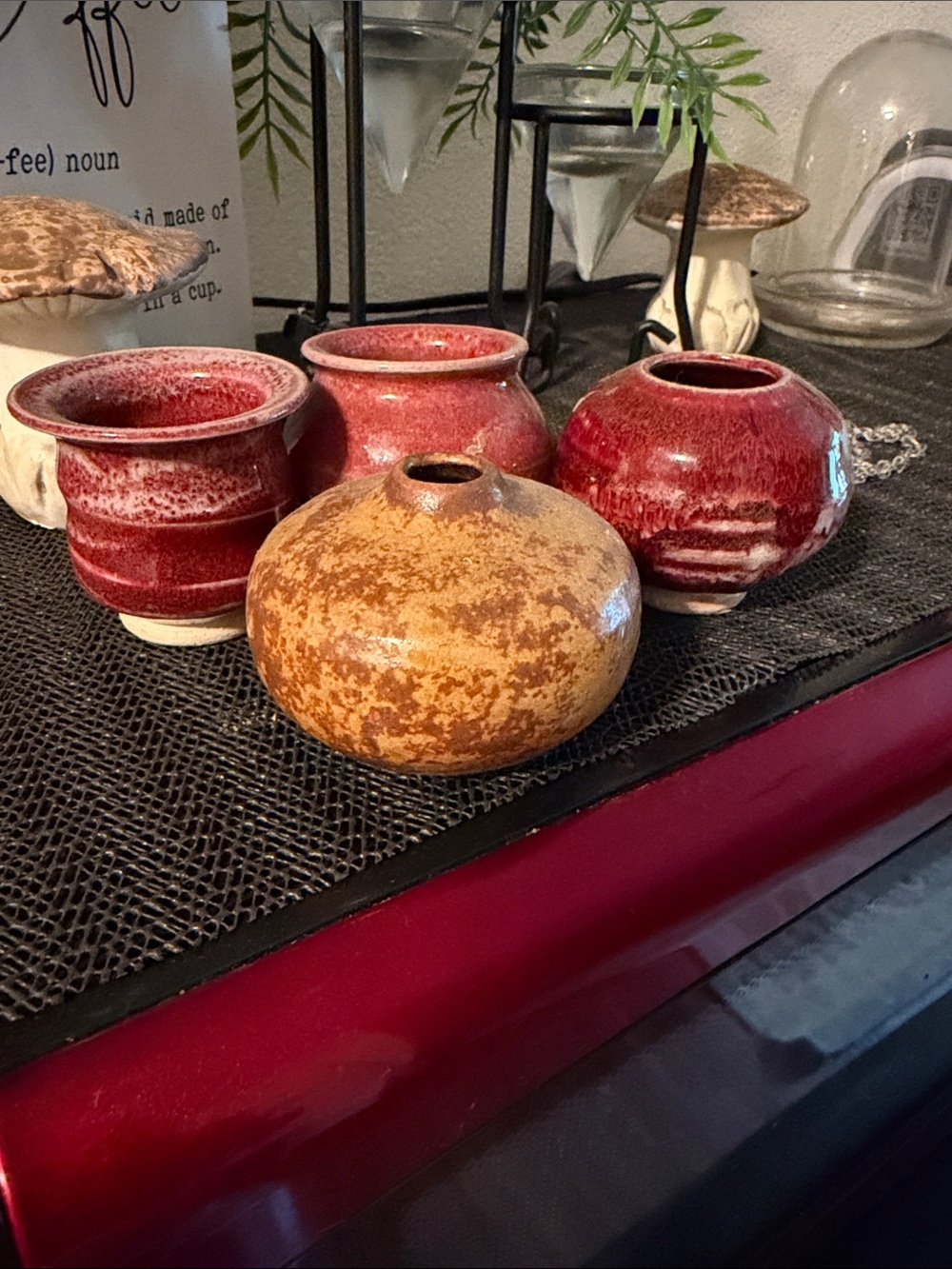 Vandor 1970s vases Red and Brown Ceramic Accent Vases